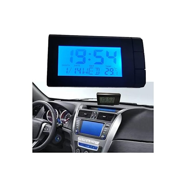 LCD temperatur bilklokke, biltermometer for dashbord bakgrunnsbelysning digital nattklokke tid temperaturvisning tid for lastebil