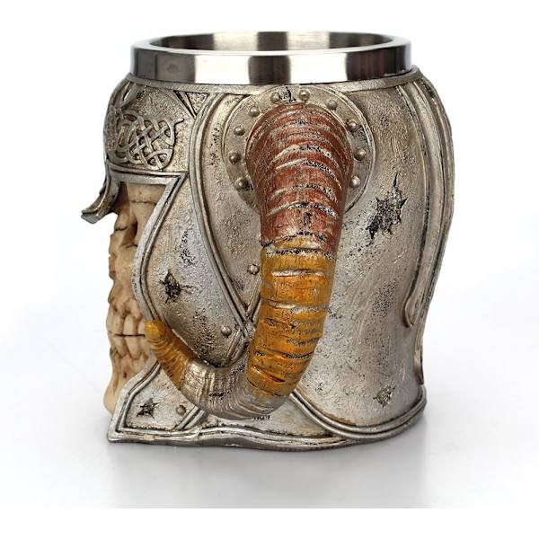 Vikinge Kriger Kranie Krus Tankard Rustfrit Stål Kranie Krus Ølkrus Kaffe/Drik 18oz Vikinge Kriger Ram Horn Hjelm krus