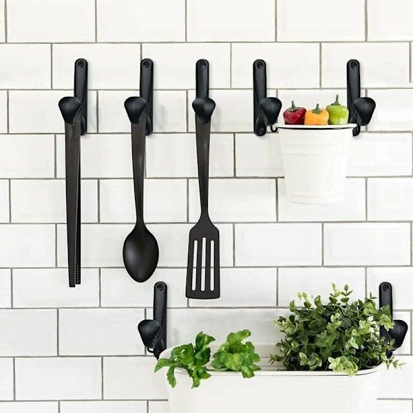 8 stycken svarta väggkrokar, mattsvarta klädkrokar, enkelkrokar med skruvar, robusta klädkrokar, klädkrokar i aluminiumlegering för kläder, ryggsäck, hatt (