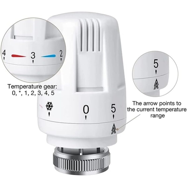 Termostat hode Termostat 4 stk M 30 x 1.5 Erstatningshode for radiatorventil med frostsikringsinnstilling