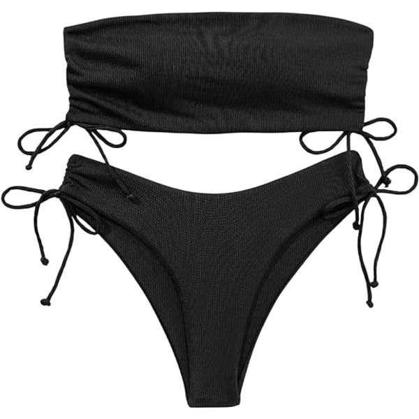 Naisten 2-osainen Bandeau-uimapuku Solmio Sivu Ribattu Bikinisetti M