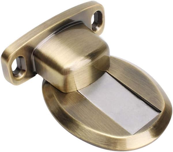 Dørstopper i sinklegering med magnet, ingen boring, dørstopper i metall, rustfritt stål, dørstopper i bunn, dørstopperbrakett