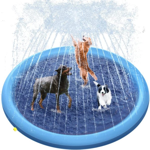 Hundepool Vandsøjle Sprøjtepude Bærbar Sammenklappelig Hunde Badekar Vandsøjle Sprøjtepude PVC Svømmebassin Bund Anti-slip