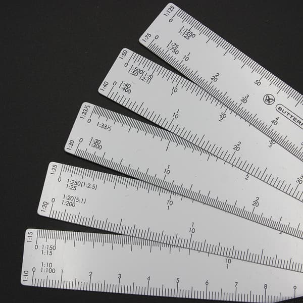 Sæt med 2 graduerede lineal til arkitekt, foldbar ingeniørlineal, fleksibel og elastisk, flere skalaer til studerende til kunsttegning