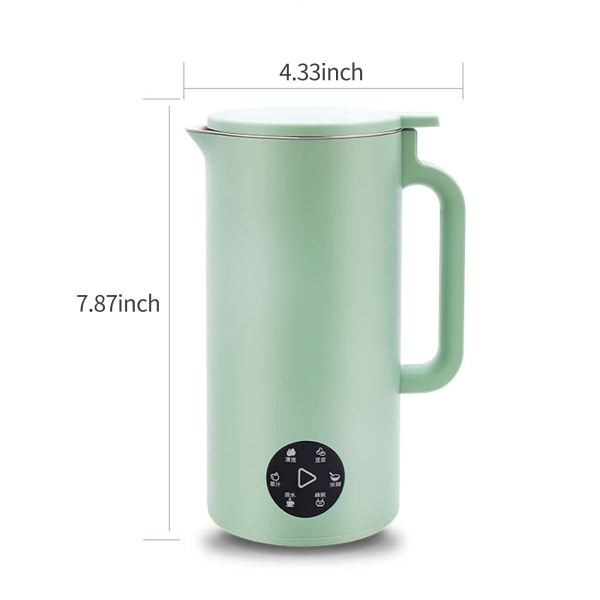 Sojamjölksmaskin 350ml Juicer Sojamjölksmaskin med Rostfritt Stål och Blad Multi Cooker Blender för Rismjöl Kokande Vatten Barnmat (Grön)