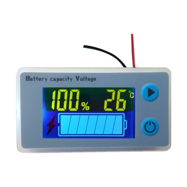 Multifunktion 10-100V LCD Batterikapacitet Voltmeter Med Temperaturvisning