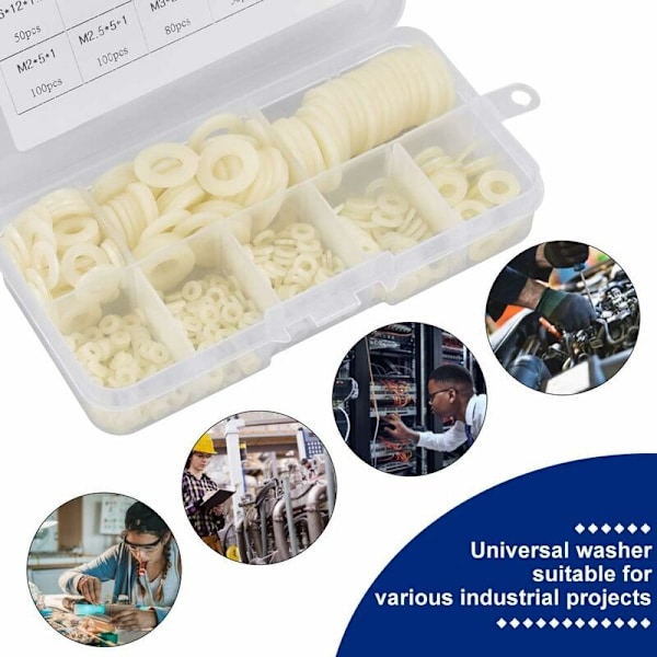 500 stk. plastikringe platforme i nylon m2 / m2,5 / m3 / m4 / m5 / m6 / m8 / m10 Wallash vandingsrulle til industrielle fastgørelser