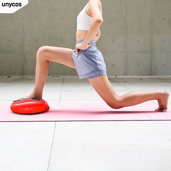 Balancemåtte, perceptionsmåtte, rød 34cm - oppustelig måtte, yogamåtte - core træning, ryg, mave, ben, fitness, Pilates, rehabilitering