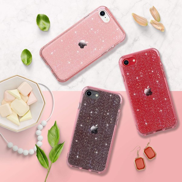iPhone SE 2022 Glitter Case, iPhone 8/7 Transparent Case Soft TPU Bumper Protective Shockproof Anti-Scratch Cover for Apple iPhone SE 2020/iPhone 8/