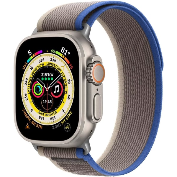 Blå med grå - kompatibel med Apple Watch-rem Apple 4567 Wild Trail Loopback iwatch 8Ultra Alpine nylonrem 42/44/45/49MM (metalhoved)