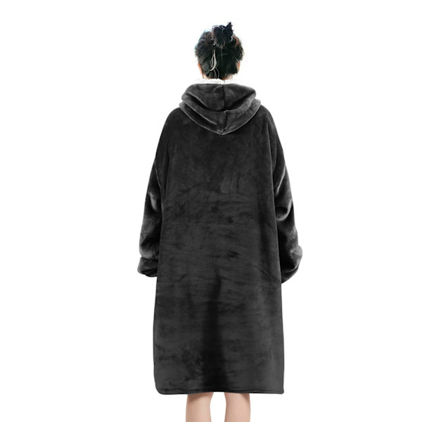 Kulutusta kestävä huopahuppari Flanelli Sherpa Fleece Huopa Paita Aikuisille Naisille Miesten Mukavuus Hupullinen Huopa Hupulla Kaksi Taskua (Harmaa)