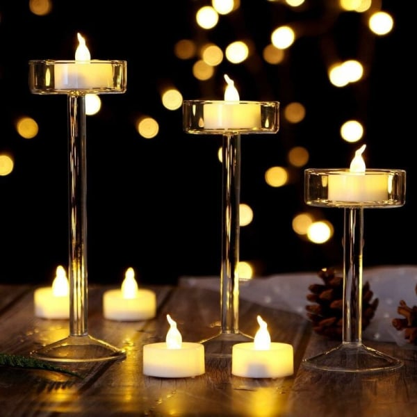 Sæt med 12 batteridrevne LED-lys med flimrende flamme, dekoration til bryllupsfødselsdagsbord