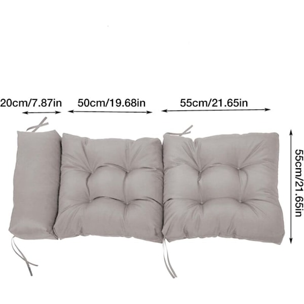 Højrygget hynde - 125 x 55 cm grå - RWCushion udendørs