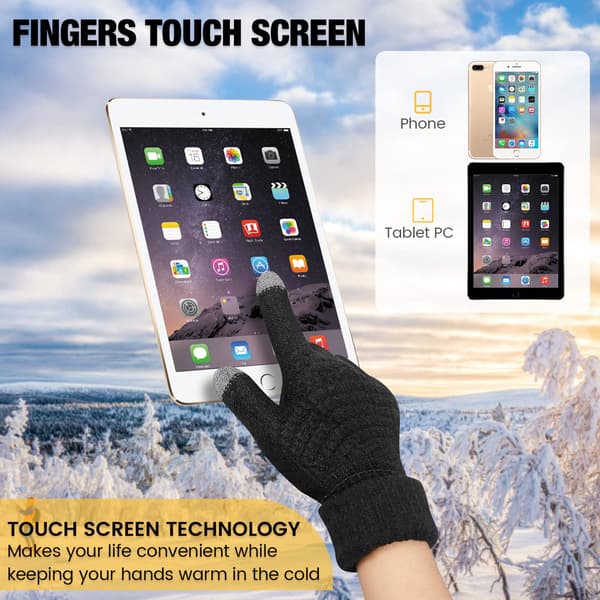 4 par kvinners vinter touchscreen hansker termisk fleece foret strikkede hansker elastisk mansjett vinterhansker
