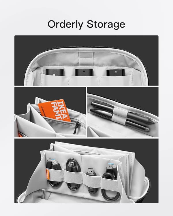 Elektronisk väska, stänksäker tillbehörsväska, gadgetorganiseringsväska, USB-kabelorganiserare, resevänlig, svart