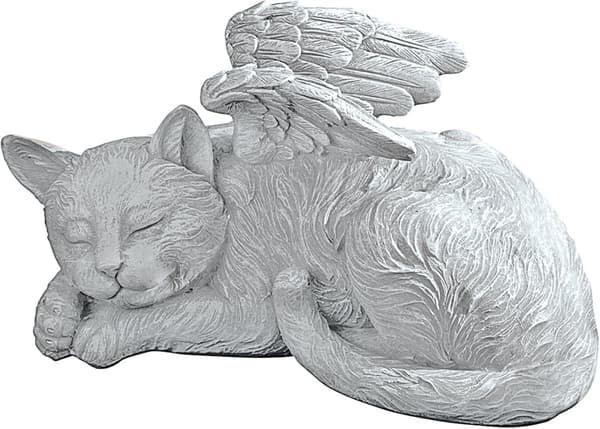 Design Toscano Minde-Kat Dyreengel Æresgravsten, Polyresin, Antik Sten
