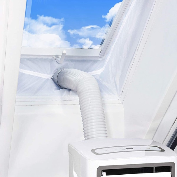 Vinduetætningsenhed til bærbart klimaanlæg og tørretumbler, varmluftstopsæt til alle mobile airconditionanlæg, luftudskiftningsskærme med lynlås og S