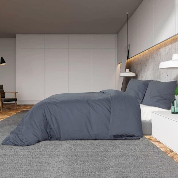 Påslakanset Sängkläder Set Örngott Sovrum Heminredning Antracit 220x240 cm Bomull