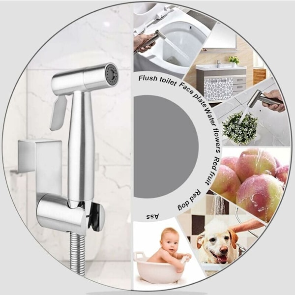Toalettsprøyte, toalettsprøyte, håndholdt badesprøyte for toalett, bidet-sprøytesett i rustfritt stål