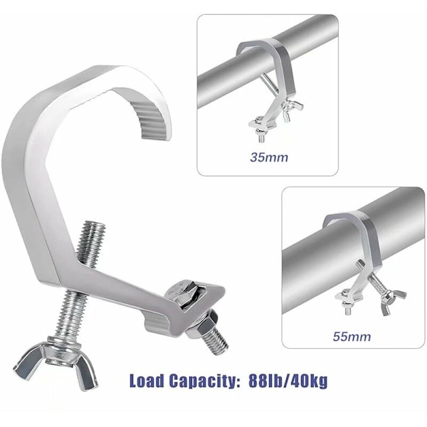 2 stk. Stage Light Clamp Hooks Metal C-Clamp Bracket til DJ Heavy Duty Stage Light Spotlight Par Moving Head LED Spotlight Stage Light Tilbehør