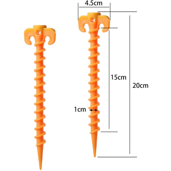 Markspikar av hög kvalitet i PP-plast, tältspikar för utomhustältutrustning, tälttillbehör för strand, strand, djungel, lera, gul, (20 cm ×