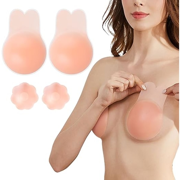 Brystvortetrekk（S） Gjenbrukbare selvklebende BH-er av silikon Push-up BH