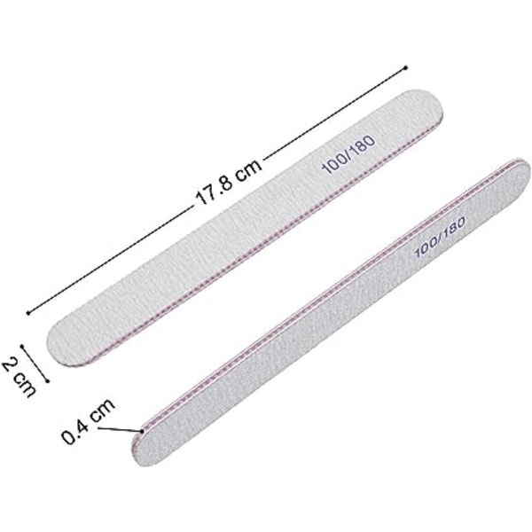 15 st professionella nagelfilar, dubbelsidig nagelfil, 100/180 grit tvättbar dubbelsidig smärgelbräda för kosmetisk manikyr, frisörsalong, husdjur, hem