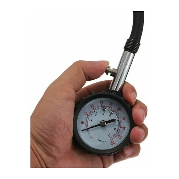 Manometer dæktryksmåler dæk dæk drejeknap luft skyde 0-100 psi auto motorcykel