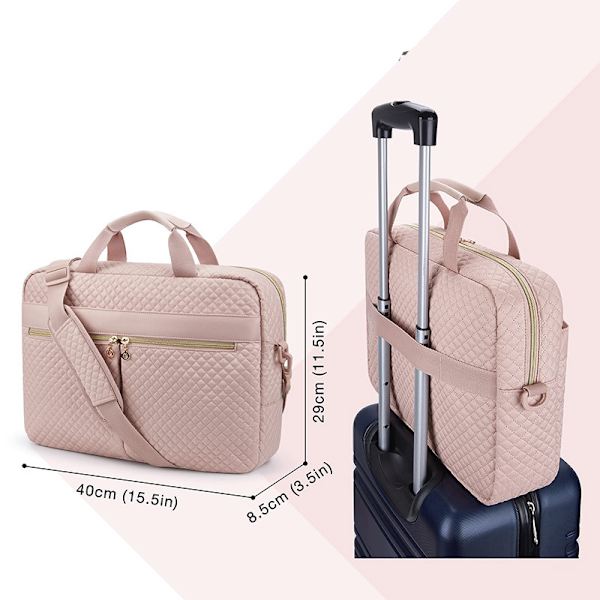 15,6\" Laptop-taske til kvinder, stor laptop-attachémappe, computer-taske, kontor, forretningsrejse, pink