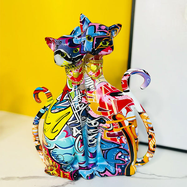 Graffiti Par Figur Kat Ornament Hjem Stue Model Værelse Desktop Harpiks Dekoration Bryllupsgave