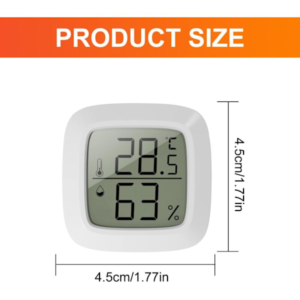 4-pack Mini Inomhus Termometrar - Inomhus Termometer Hygrometer med 10 Sekunders Snabb Uppdatering - Mini LCD-Display för Barnrum, Kontor, Sovrum, Växthus