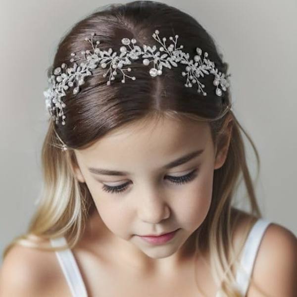Kukkaistyttö Tiara Kristalli Baby Breathing Pääpanta Häihin