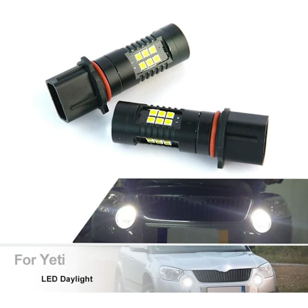Drl Set med 2 st dagsljus för Sko/Da Yeti Pre-Lci 2010 2011 2012 2013 P13W 12277 Sh23W Xenon White Canbus LED-varselljus