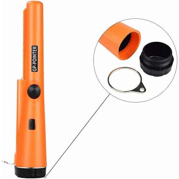 Handhållen metalldetektor, IP66 vattentät pinpointer metalldetektor 360° detektering för barn vuxna hög känslighet med inbyggd LED-indikator f