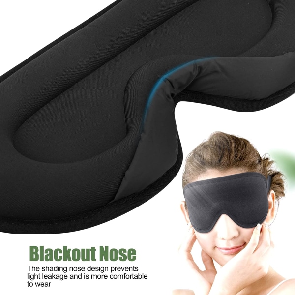 Sömnmask för män Kvinnor 3D Nattmask med justerbar rem för sidosliprar Naturlig silk Blackout Resemask 3D Ögonbindel för att sova, tupplurar, mig