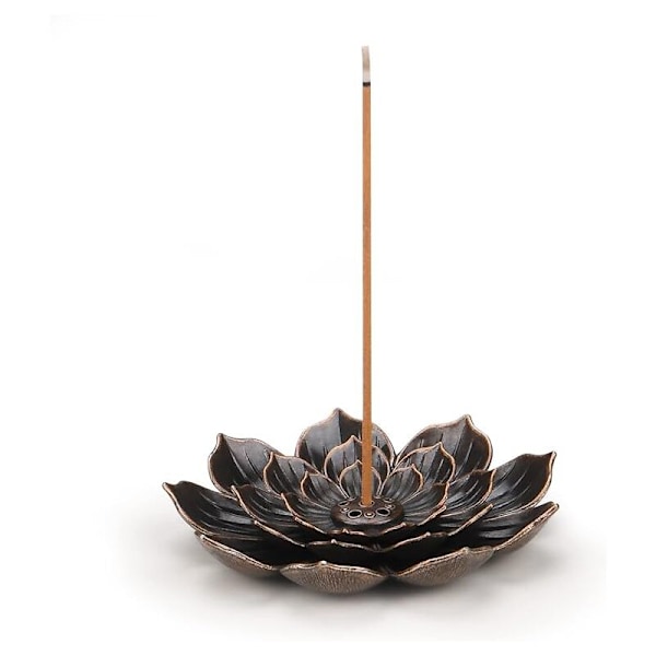 Lotus Messing Røgelsespind Holder Røgelsesbrænder Kegle Røgelsesbrænder med Askeopsamler