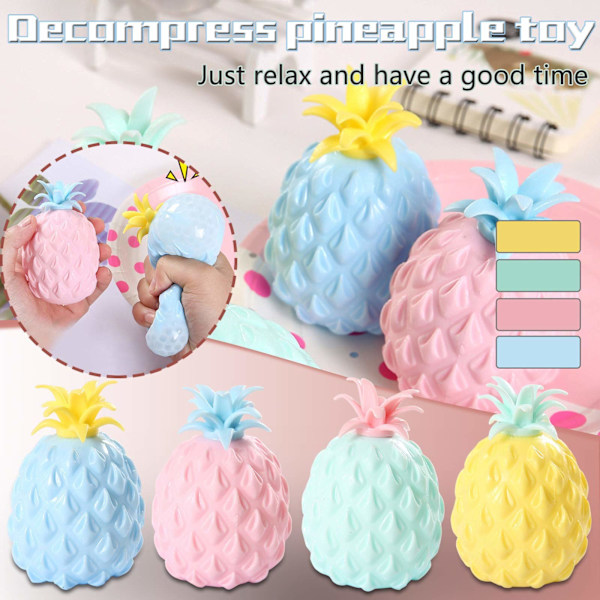 Explosiv frukt ananas klämma musik, Fidget leksaker, stressboll dekompressionsleksaker för autistiska patienter, 4-pack
