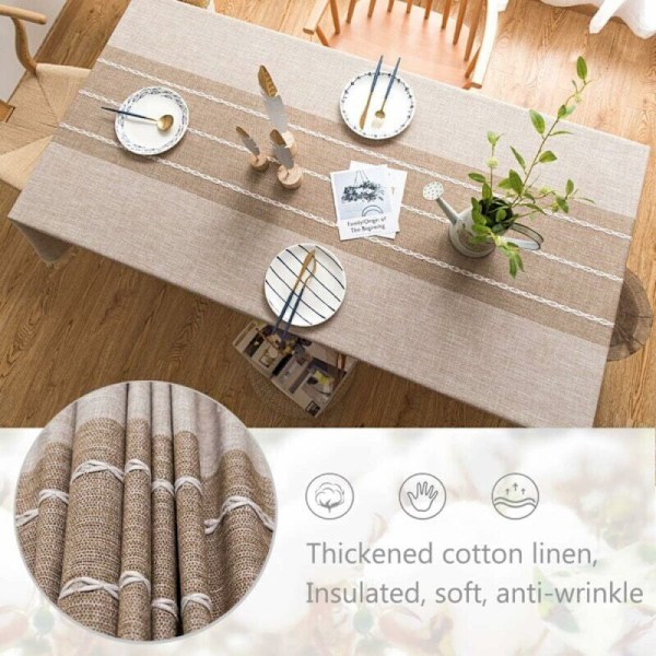 1 stk. rektangulær dug i hør og brun bomuld, 90x90 cm, moderne, til rektangulært bord, boligkøkkendekoration