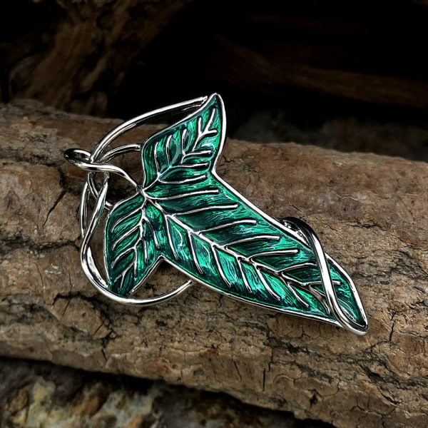 Elegant Elven Green Tree Leaf Enamel Pins Brosje