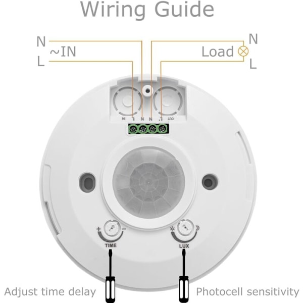 1 stk. PIR bevægelsessensor lyskontakt, AC 220-240V 2000W, loftmonteret bevægelsessensor, PIR sensor, slank profil, hvid