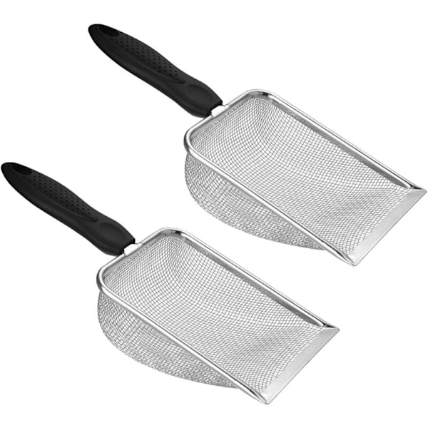 2 st Kattsandsspade, Kattsandsspade i rostfritt stål med finmaskigt nät, Portabla husdjurstillbehör (Silver/2 st)