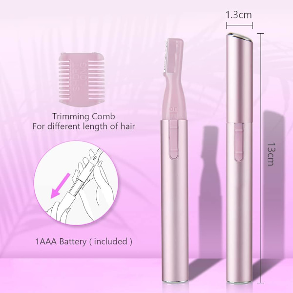 Pink - Elektrisk øjenbryns trimmer til kvinder, batteridrevet præcisionsansigtsbarbermaskine, smertefri trimning af ansigtshår, skønhedselektrisk øjenbryns trimmer,