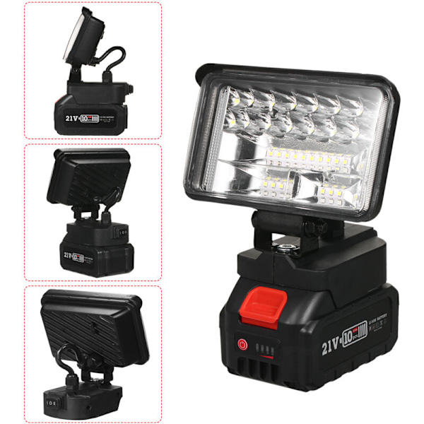 4-tommers LED-arbejdslampe til 21 V lithiumbatteri Super lys roterende belysning ved 180 grader bærbar lommelampe til camping, vandreture, nødsituationer