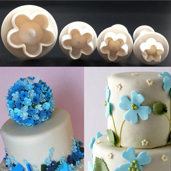 (12 stk. 4 designs) Cookie Cutter Silikon Bage, 12 stk. Sæt Candy Form, Silikon Månekage Form, Pink Cherry Blossom Press til Hjemmelavede Cookies,