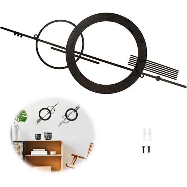 Metall Väggkonst Dekor - Väggdekorationer Utskurna Ornament Geometrisk Minimalistisk Järn Väggdekor för Sovrum, Trädgårdar, Galleri, Kök, Ytterdörrar (Svart)