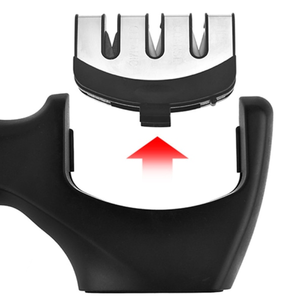 Smart Sharp 3-trinns sliper - for kjøkkenkniver - profesjonelt resultat/ergonomisk design - keramisk stein/wolframkarbid/diamant - svart/krom