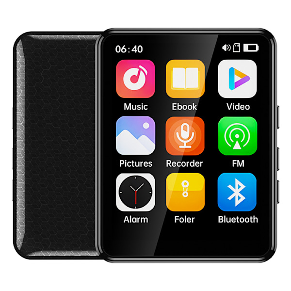 Mp3-soitin Bluetoothilla, 2,4 HD-kosketusnäyttö, audiosoitin, digitaalinen musiikkisoitin FM-e-kirjatoiminnolla, kannettava musiikkisoitin (16 Gt)