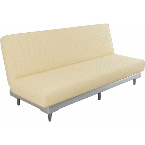 Ljusbeige Sofföverdrag för 3-sits soffa utan armstöd, justerbart hopfällbart bäddsofföverdrag, universellt avtagbart futonöverdrag för vardagsrum