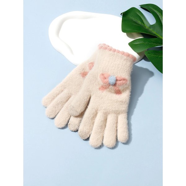 Flickhandskar med rosett-mönster för flickor