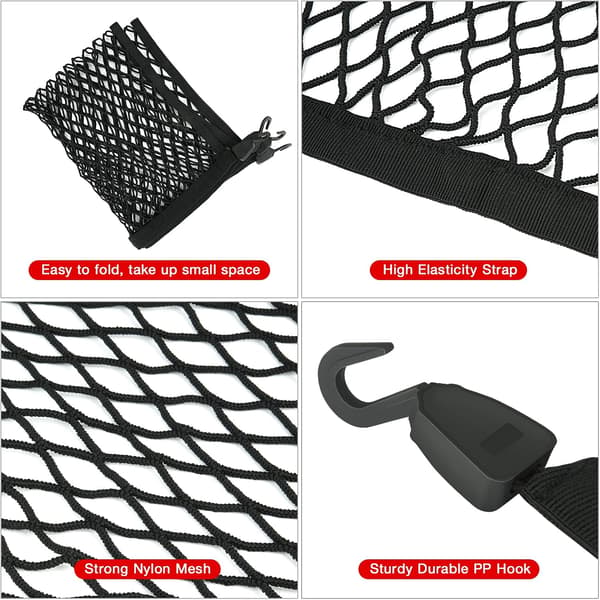 Bil bagagerumsnet med 4 kroge Mesh net elastisk opbevaringsarrangør 80x60cm